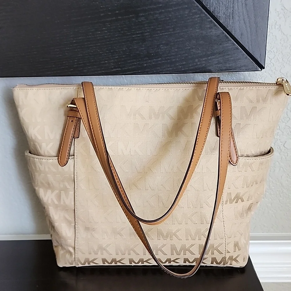 Michael Kors Monogramed Canvas Medium Size Tote/Shoulder Bag